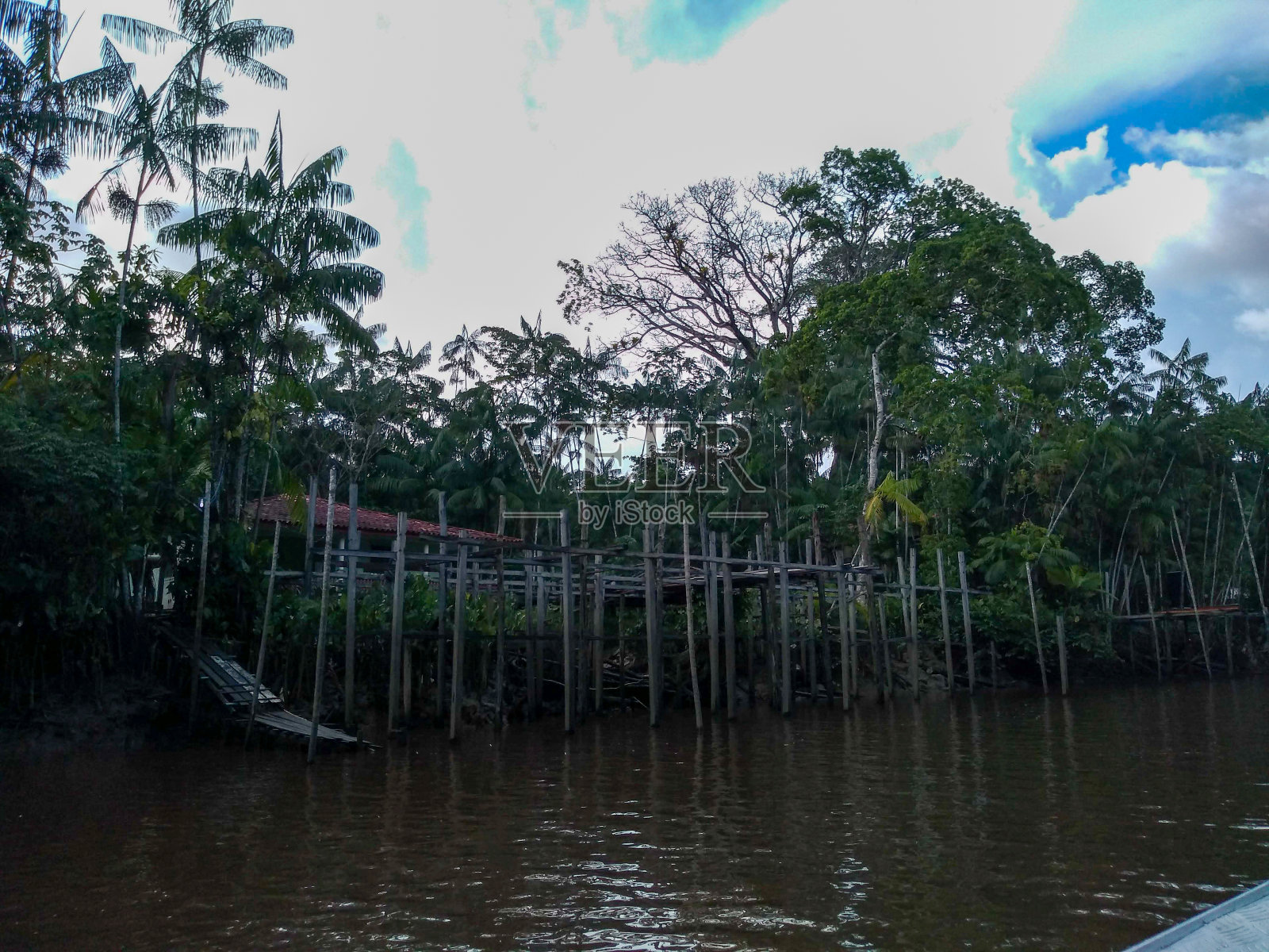 库姆岛，位于Belém市。到处都是来自亚马逊森林的植被。照片摄影图片