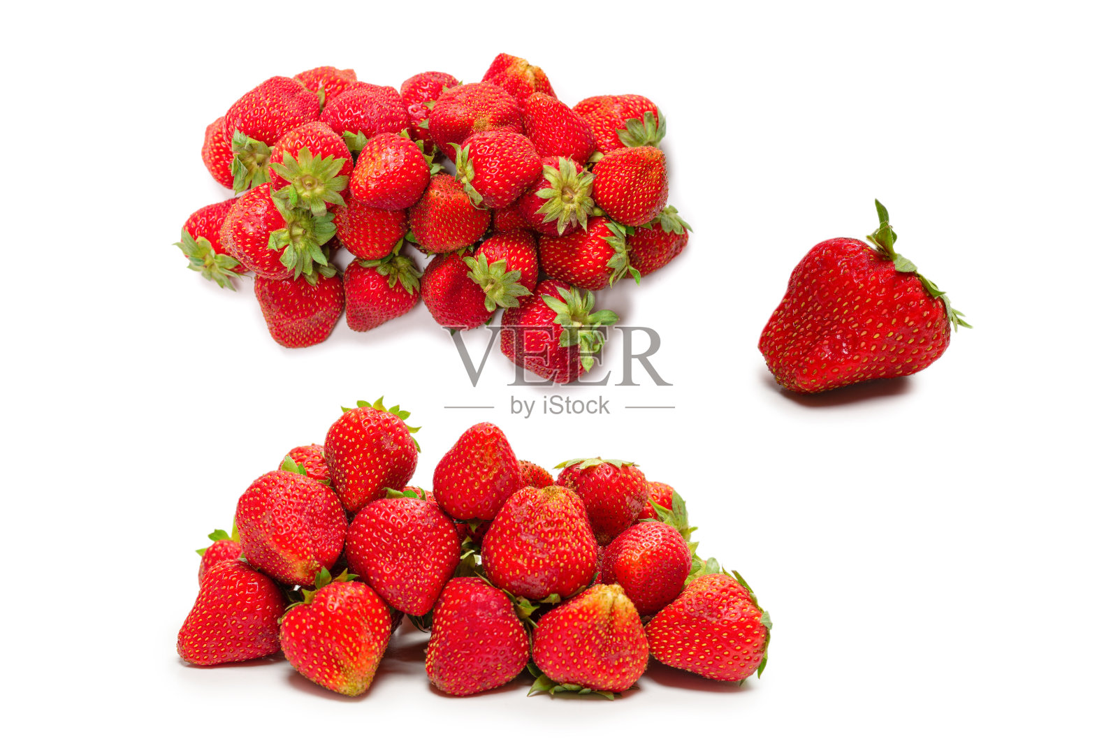 草莓。新鲜浆果宏。孤立在白色的。照片摄影图片