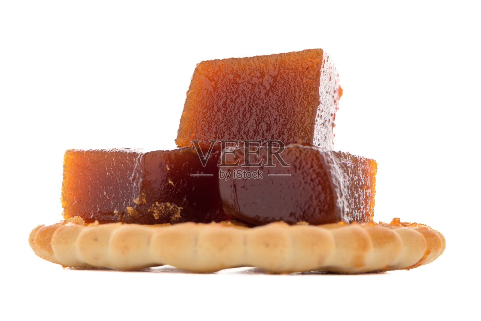 圆饼干里有橘子酱块照片摄影图片