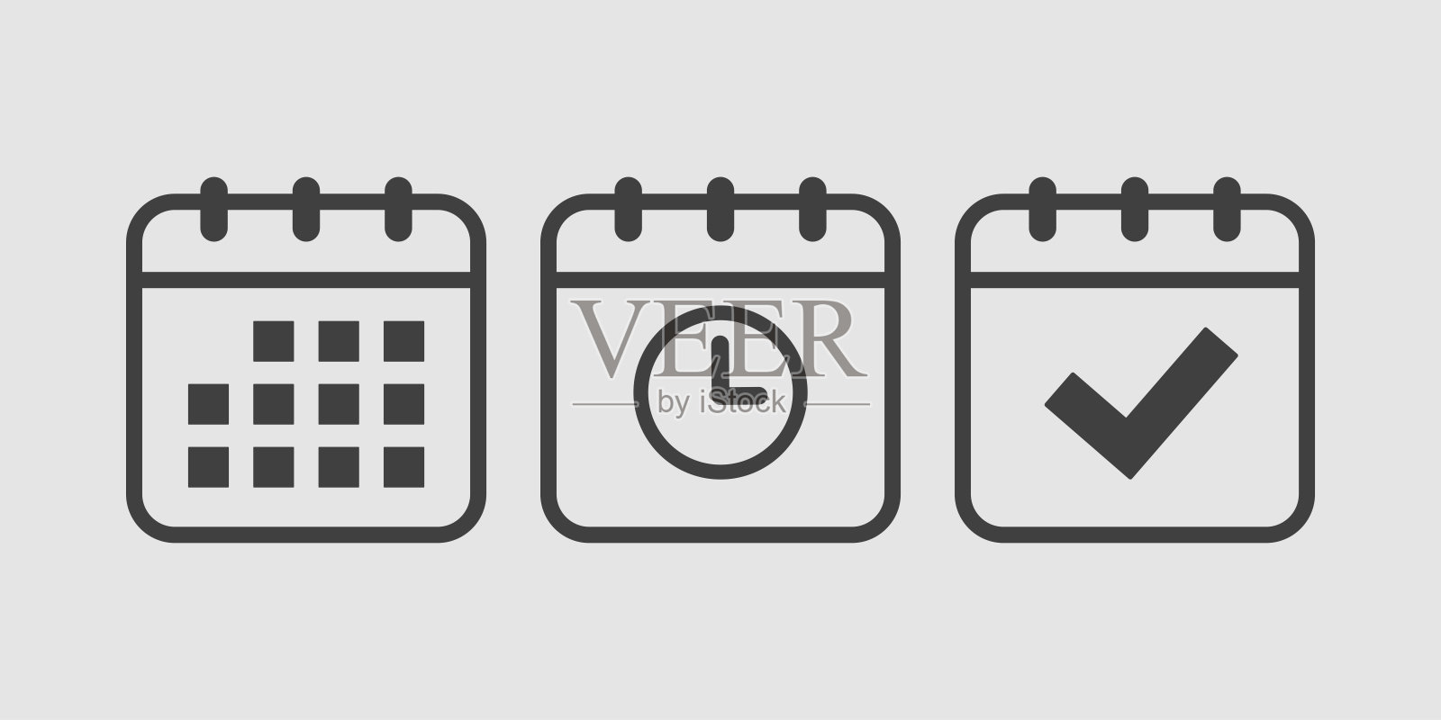 设置图标页日历-时间表，时间和完成图标素材