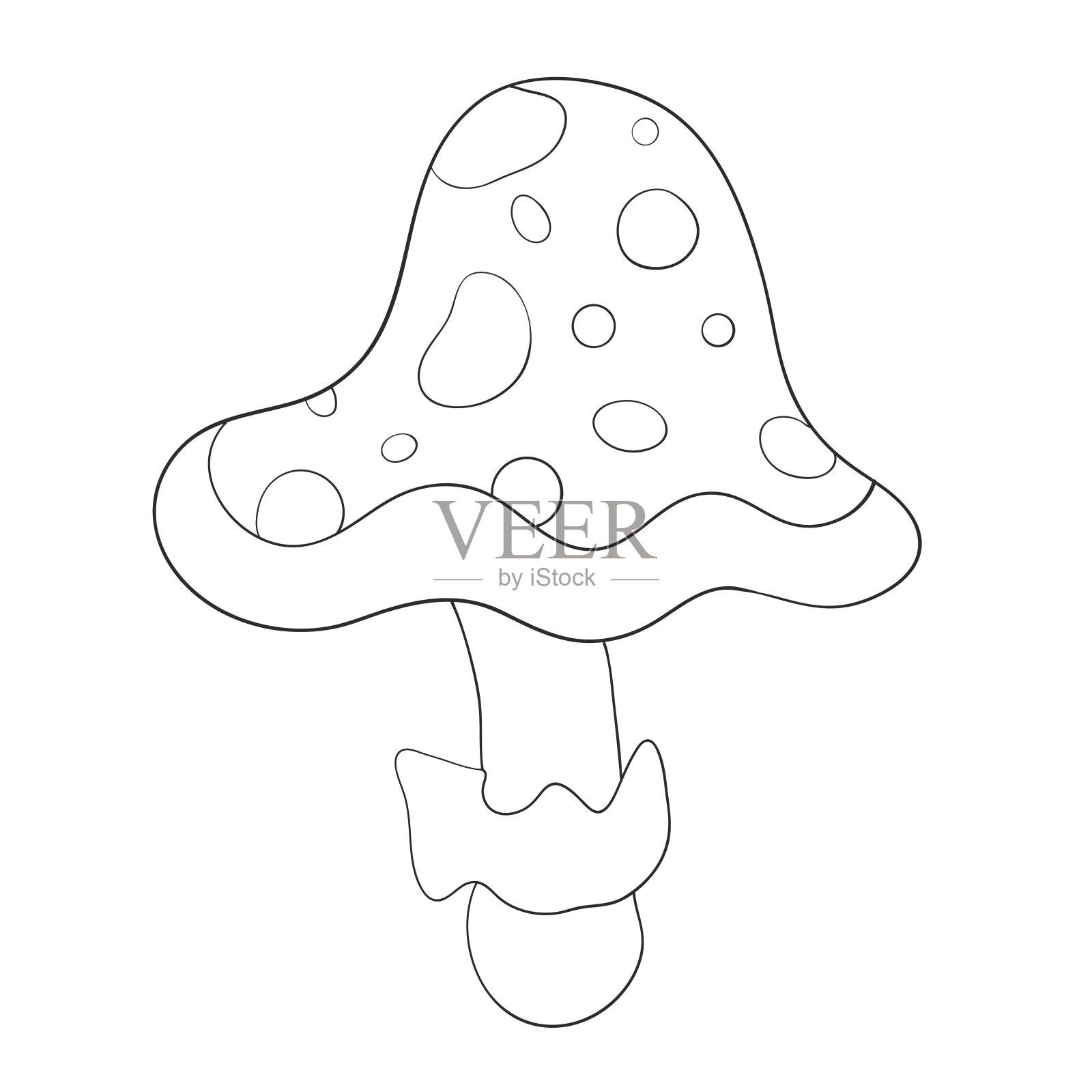 神奇的魔术蘑菇。线。彩色的书。装饰自然元素。孤立在一个白色的背景。矢量图插画图片素材