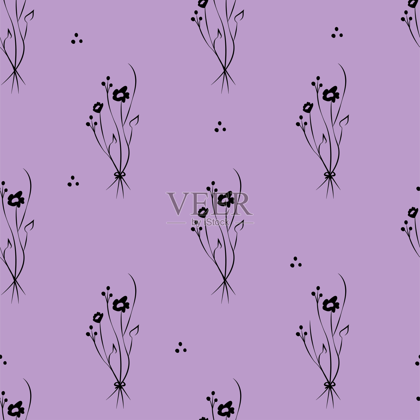 矢量插图。花卉无缝模式。一束野花。手绘的花田。简单的花。插画图片素材