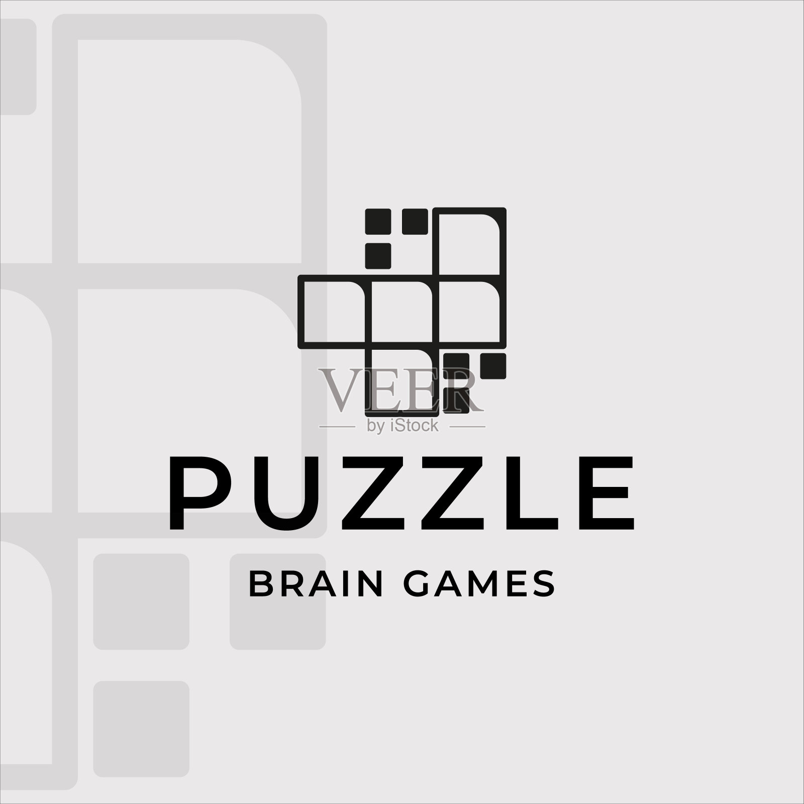 方块拼图标志轮廓复古矢量插图模板图标图形设计插画图片素材