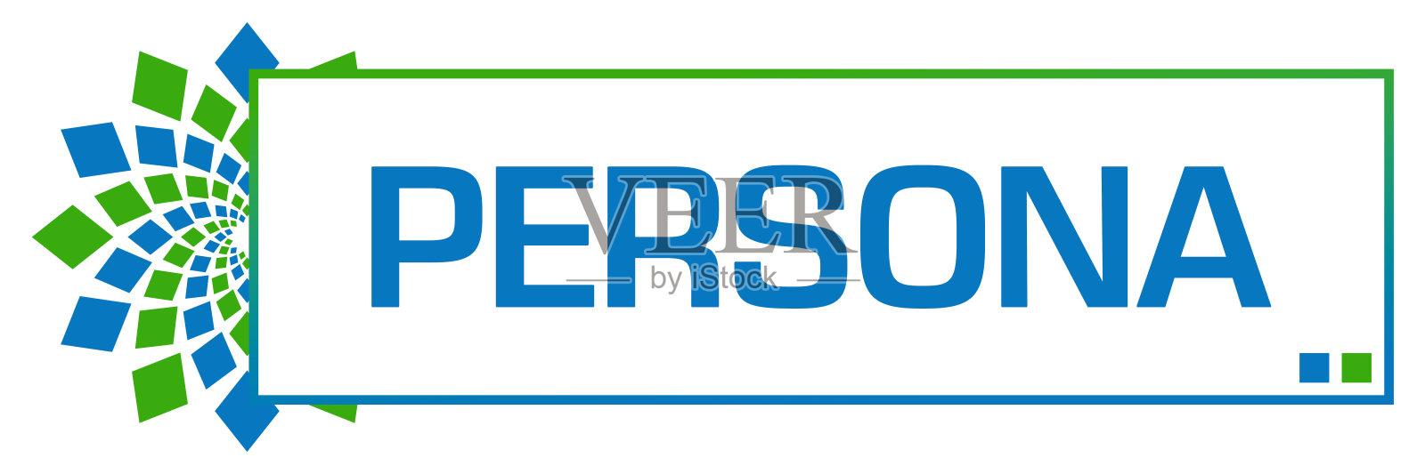 人物角色绿色蓝色圆形盒子插画图片素材