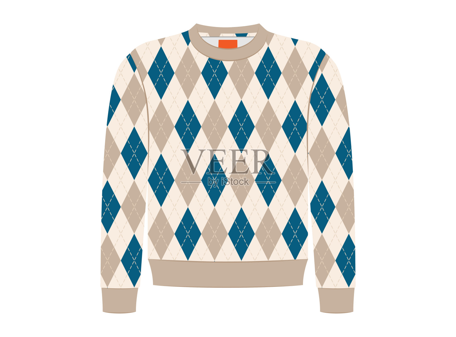 格子毛衣设计，矢量插图插画图片素材