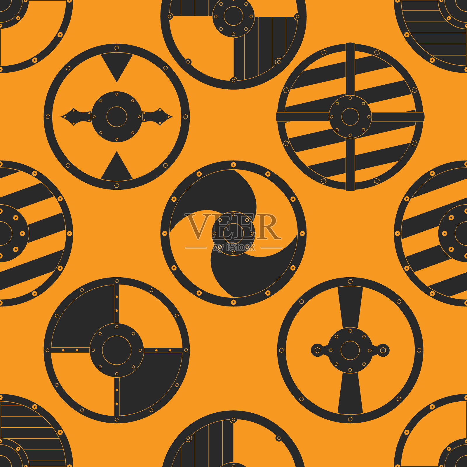 古盾的无缝图案插画图片素材