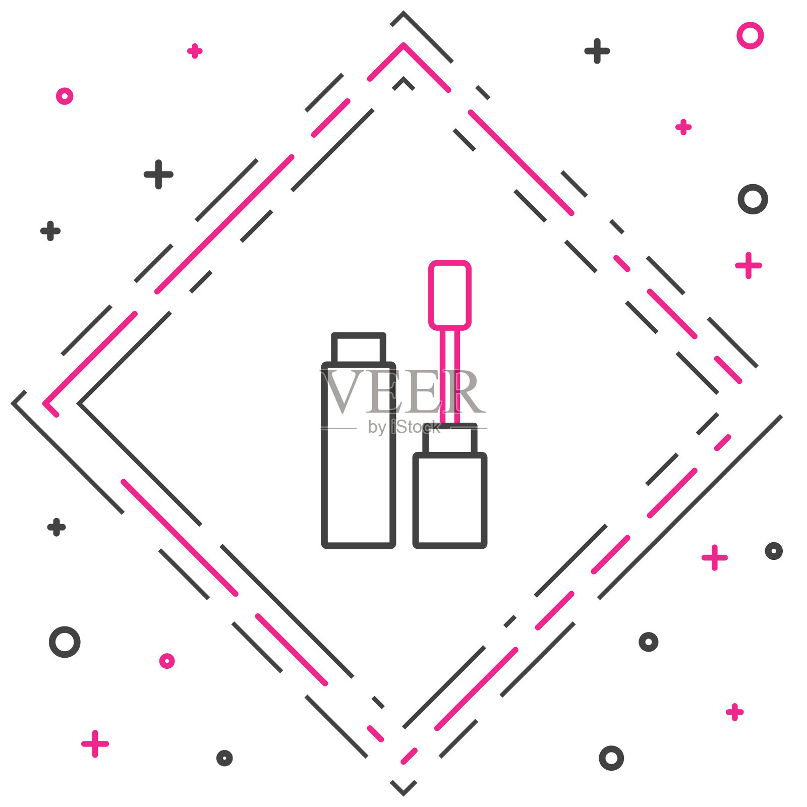 线条睫毛膏笔刷图标孤立在白色背景上。色彩斑斓的轮廓的概念。向量插画图片素材