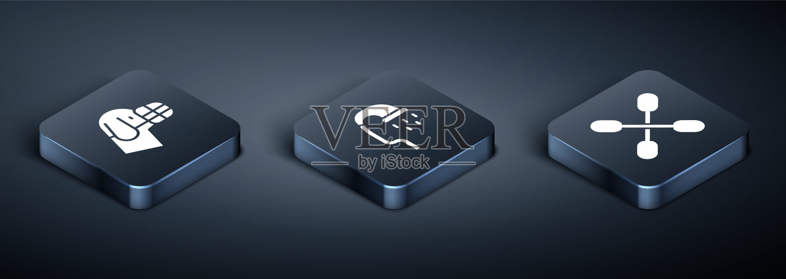 在口吻处设置等距狗，耳朵处设置棉签和宠物淋浴图标。向量图标素材