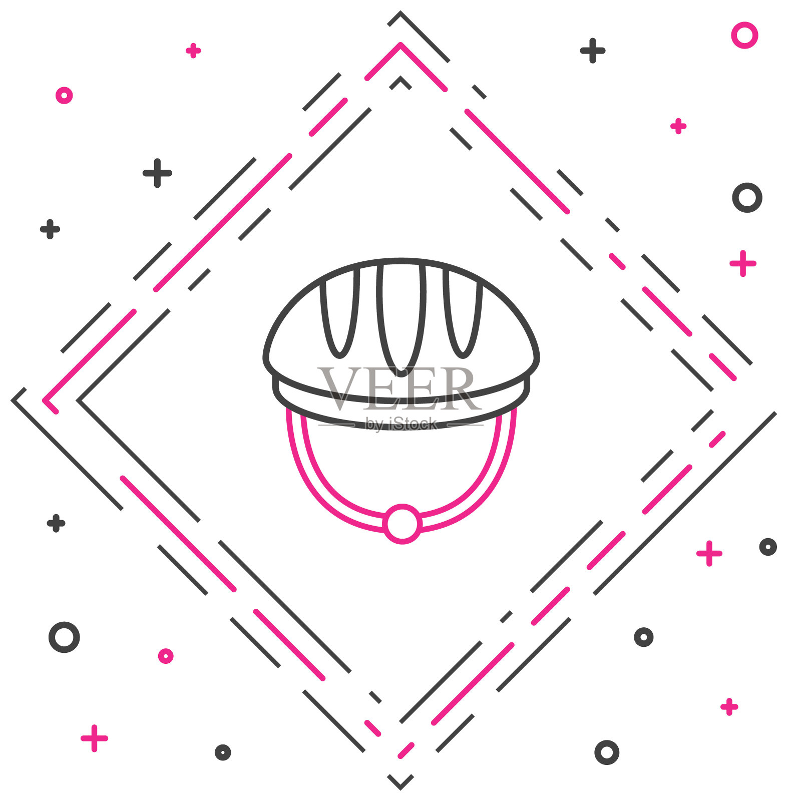 线自行车头盔图标孤立在白色背景。极限运动。运动设备。色彩斑斓的轮廓的概念。向量插画图片素材