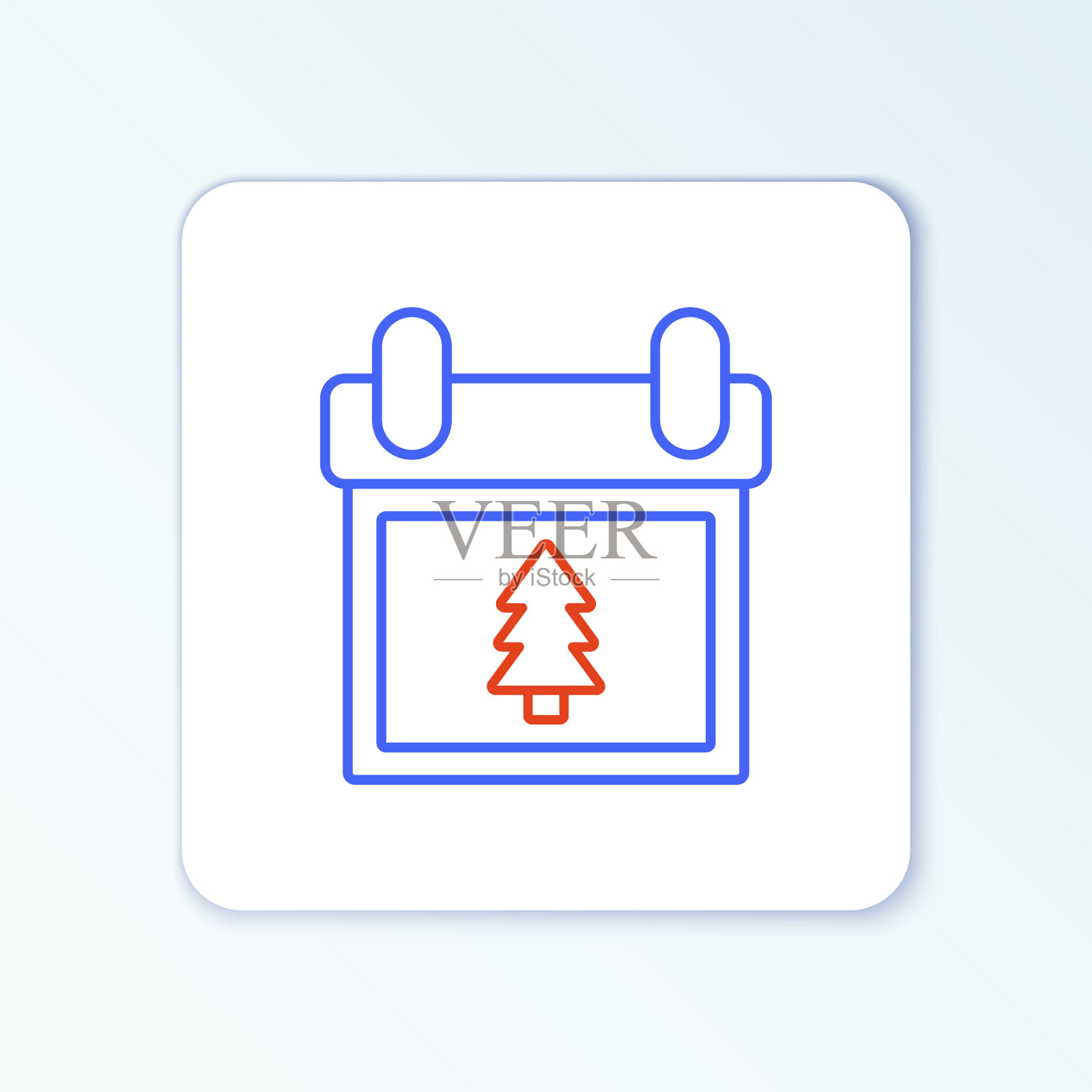 行日历与树图标孤立在白色上图标素材