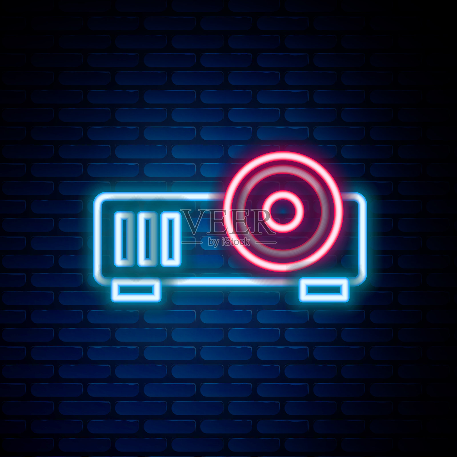 发光的霓虹灯线呈现电影电影媒体插画图片素材