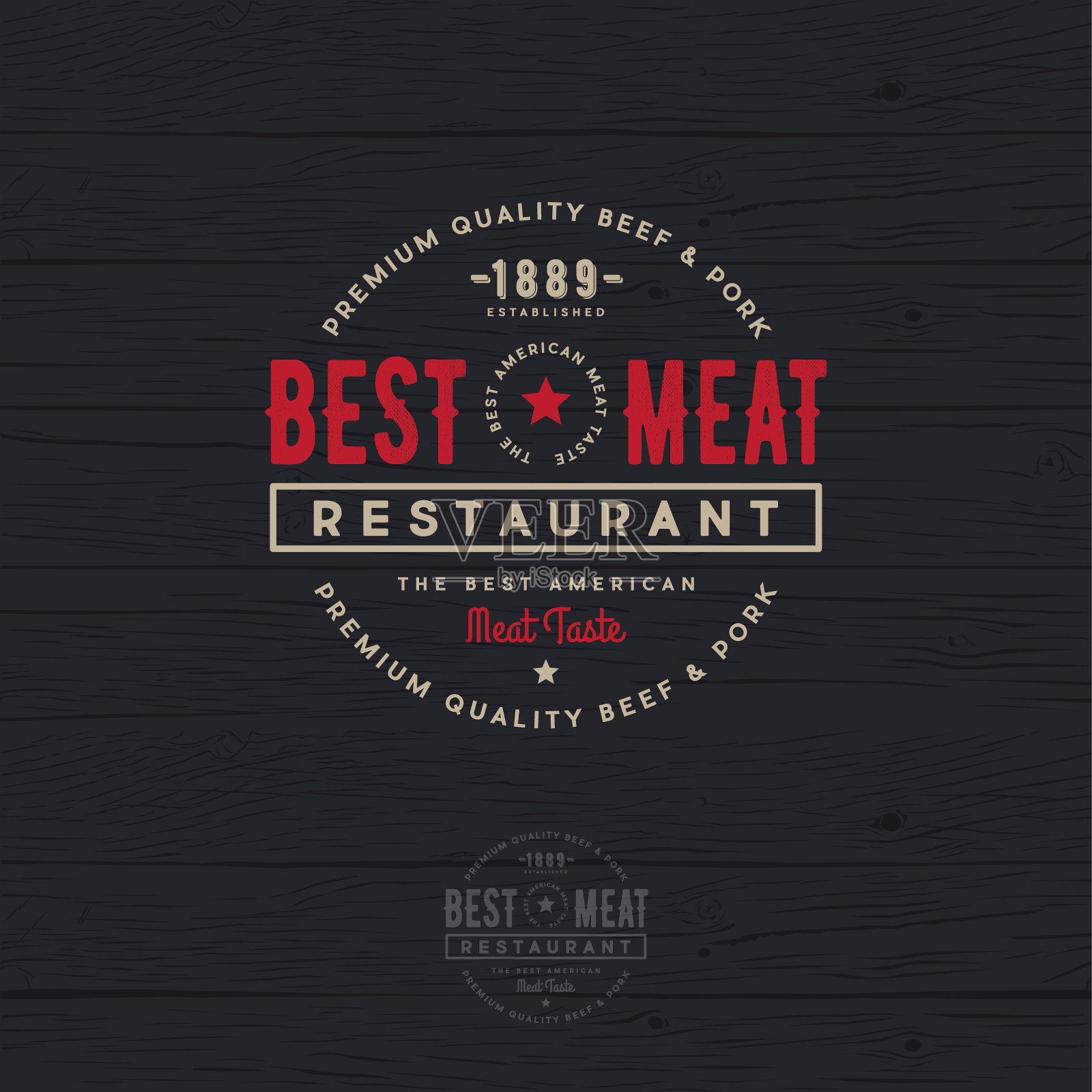 屠宰场或餐馆的标志。最适合吃肉的星座。美国的风格。复古的风格。插画图片素材