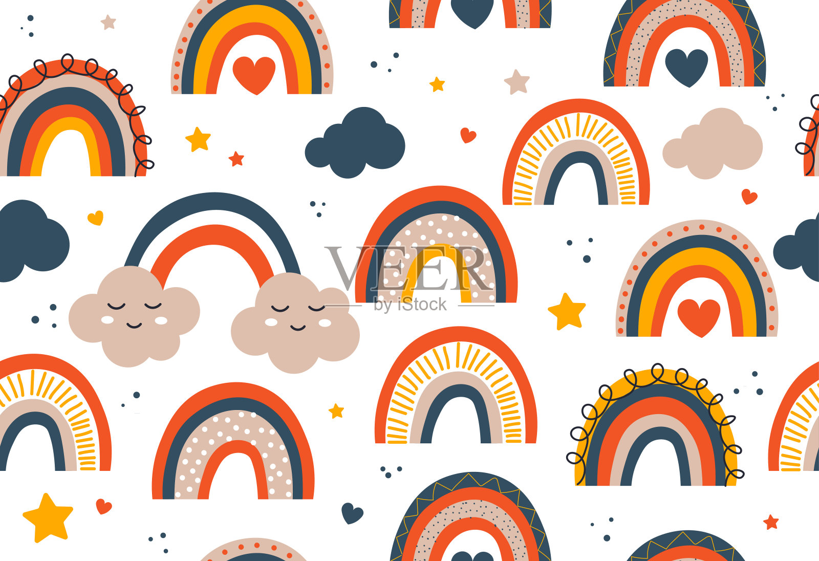 可爱的幼儿园无缝图案插画图片素材