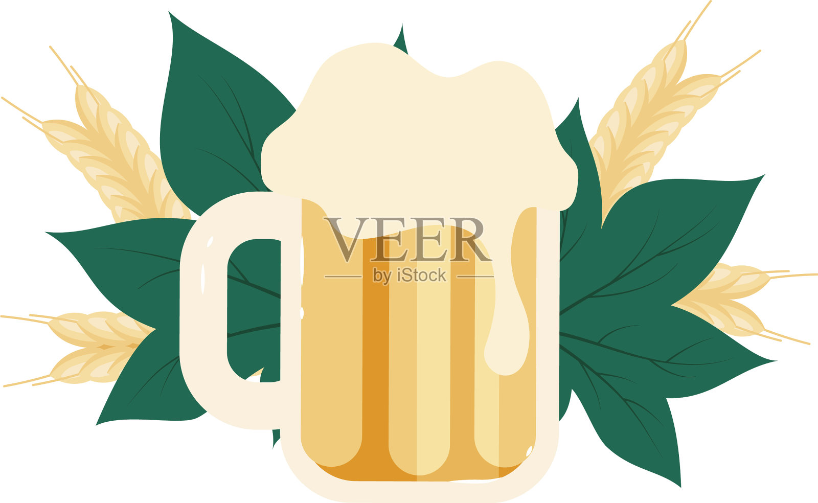 大啤酒杯从慕尼黑啤酒厂扁平的概念设计元素图片