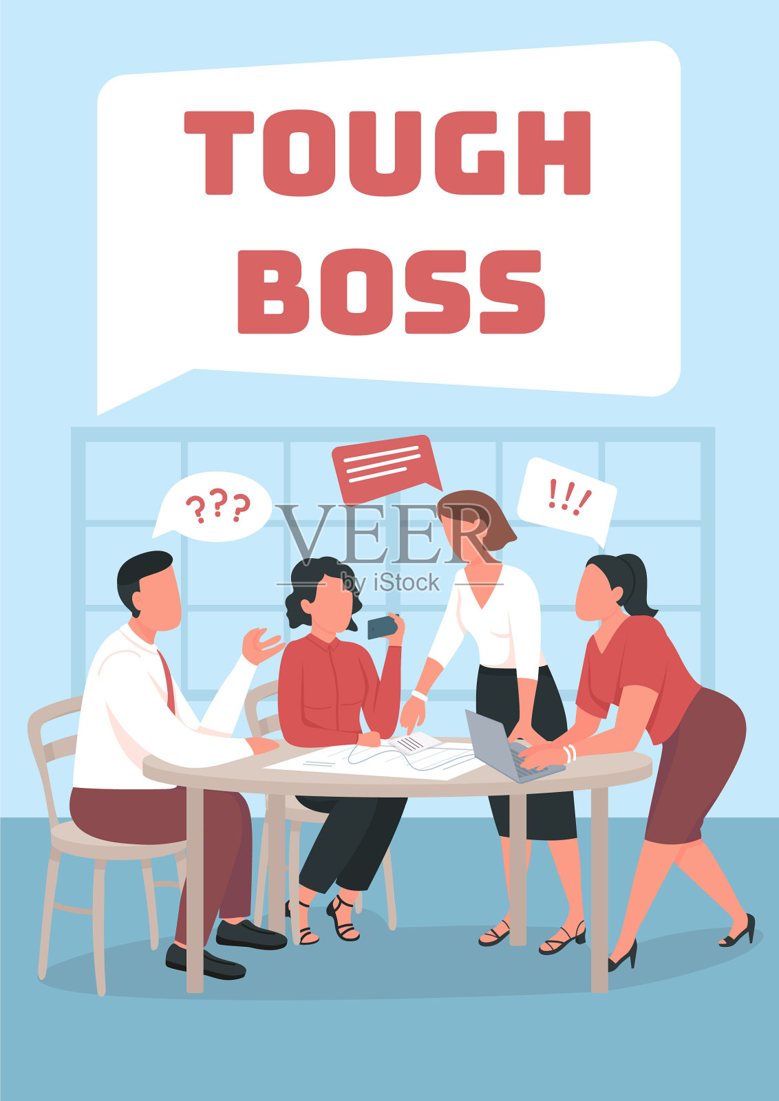 工作压力海报平面模板插画图片素材