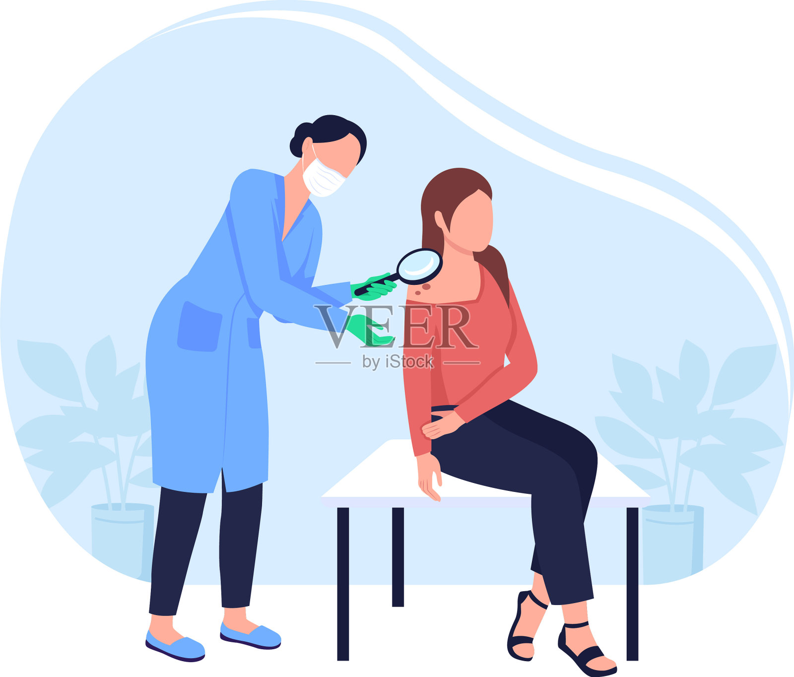 检查黑色素瘤是否为皮肤癌2d分离插画图片素材