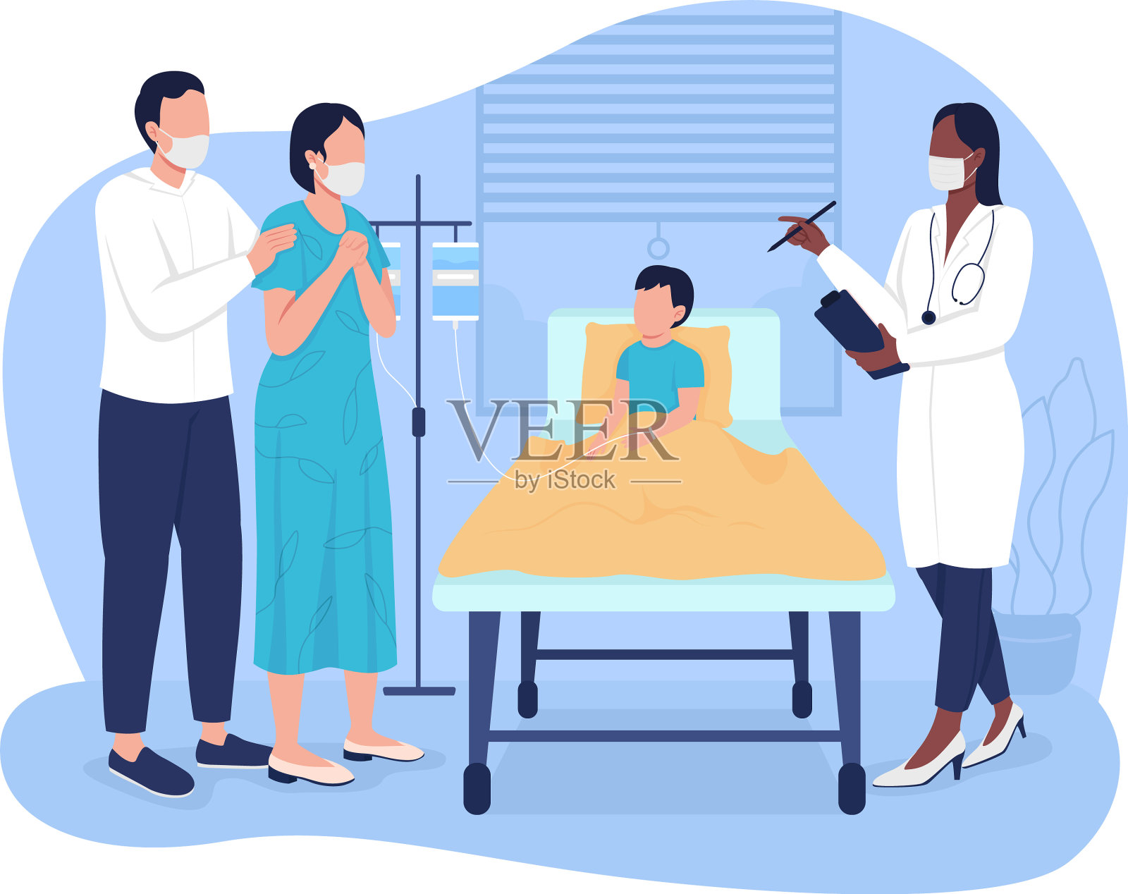 2号急救室的孩子被隔离了插画图片素材