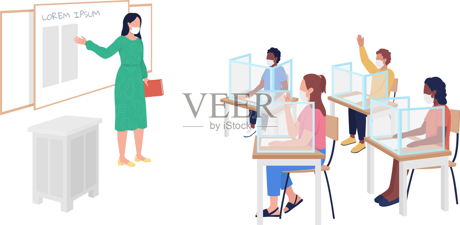 返校后流行病半平色设计元素图片