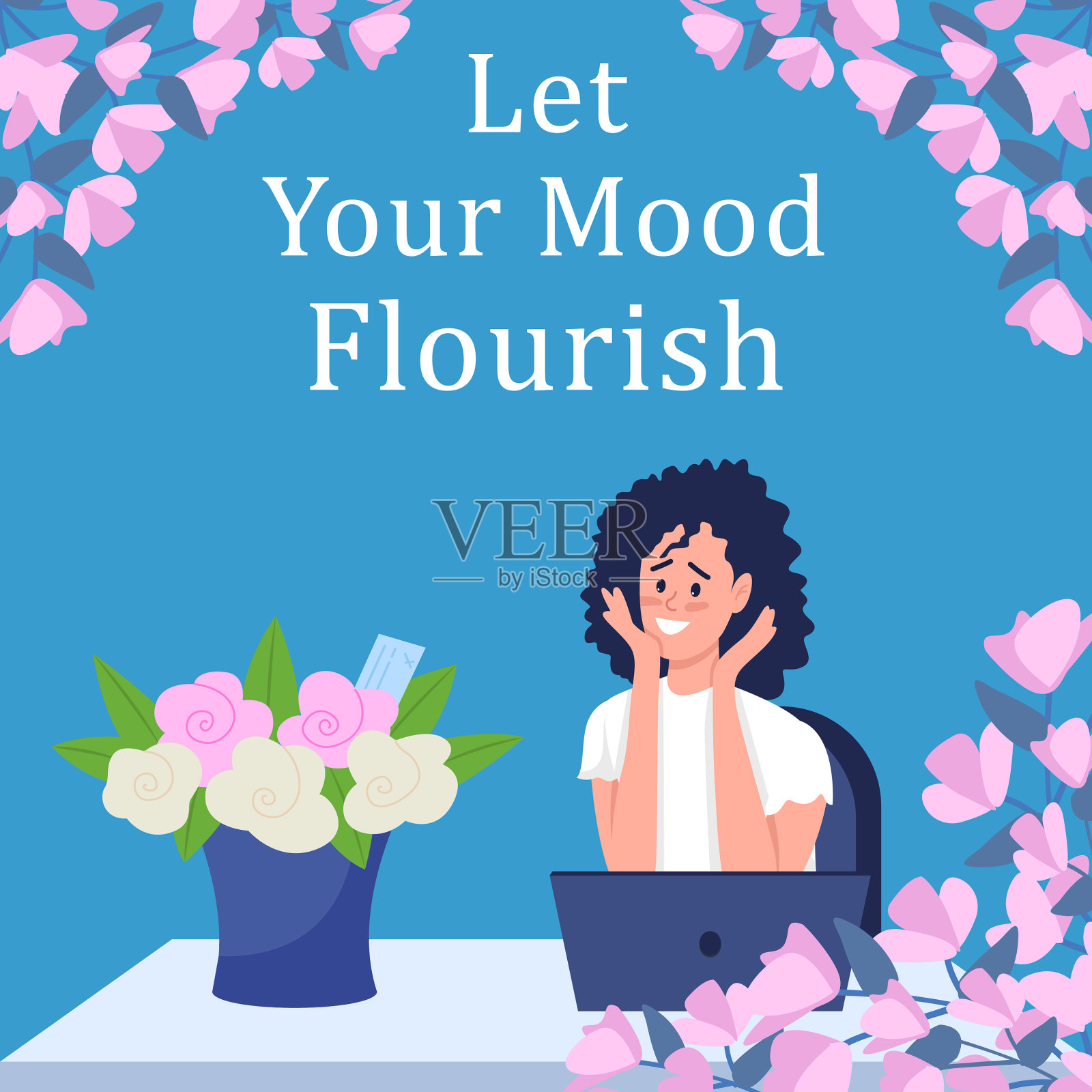 在社交媒体上发布鲜花模型设计模板素材