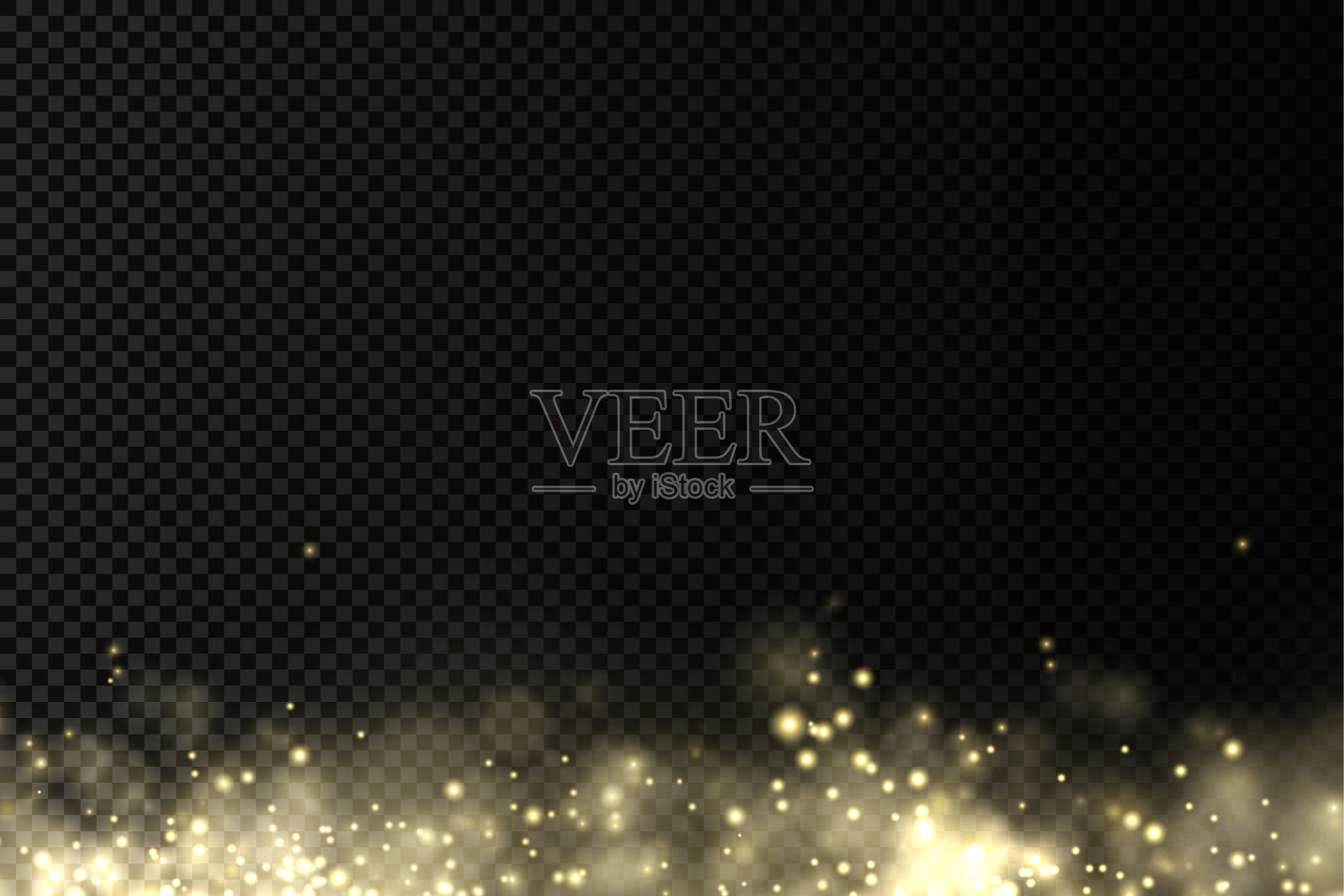 闪闪发光的金色魔法尘埃颗粒散光。插画图片素材