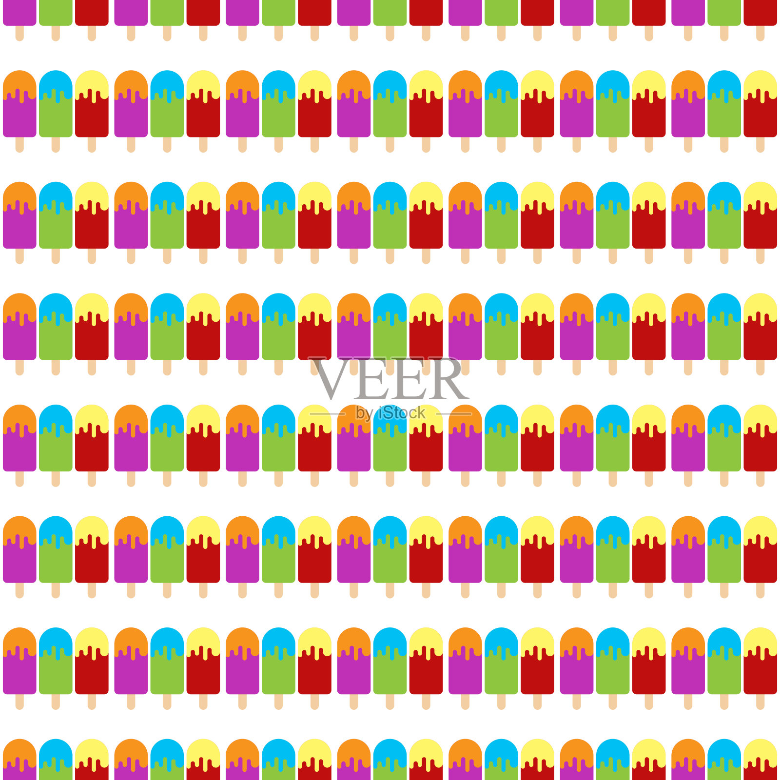 无缝冰淇淋或冰棒图案背景插画图片素材