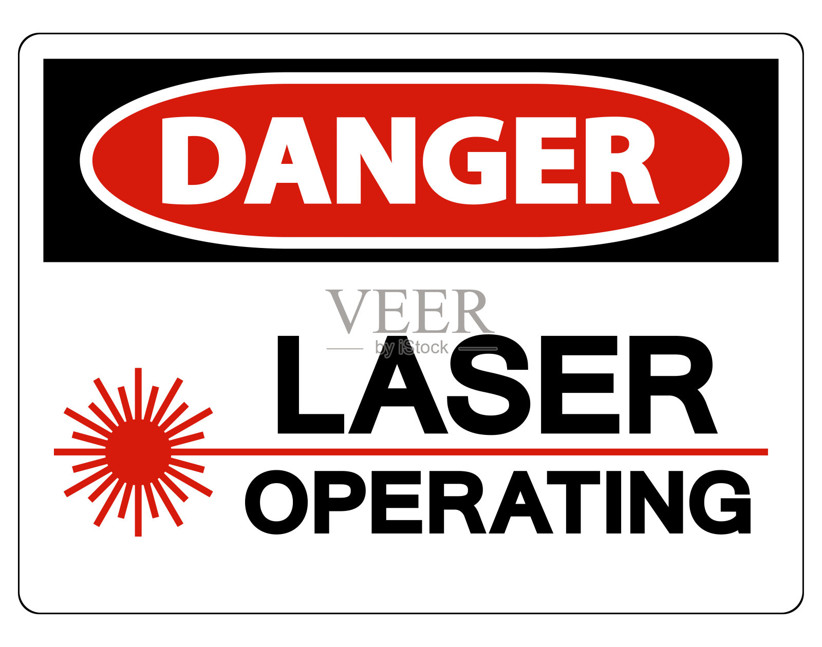 危险安全标志:白底激光操作插画图片素材