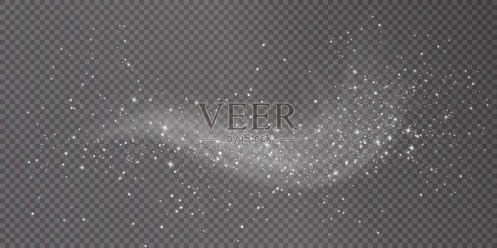 节日飞溅的白尘。一团闪亮的轻烟。白色喜庆曲线风Png。向量烟爆炸插画图片素材