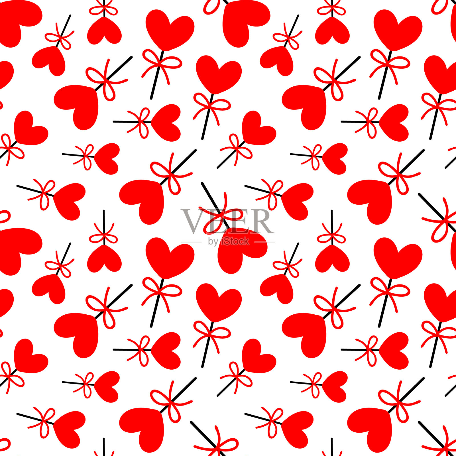 无缝图案与糖果情人节。矢量图插画图片素材