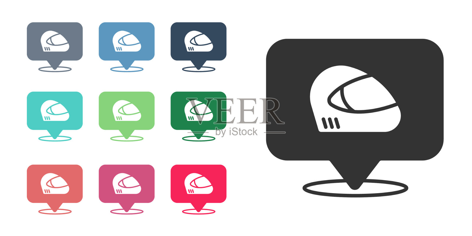 黑色赛车头盔图标孤立在白色图标素材