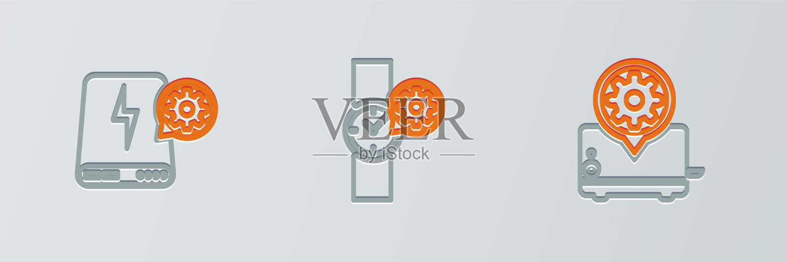 设置线烤面包机设置，电源银行和腕表图标。向量图标素材