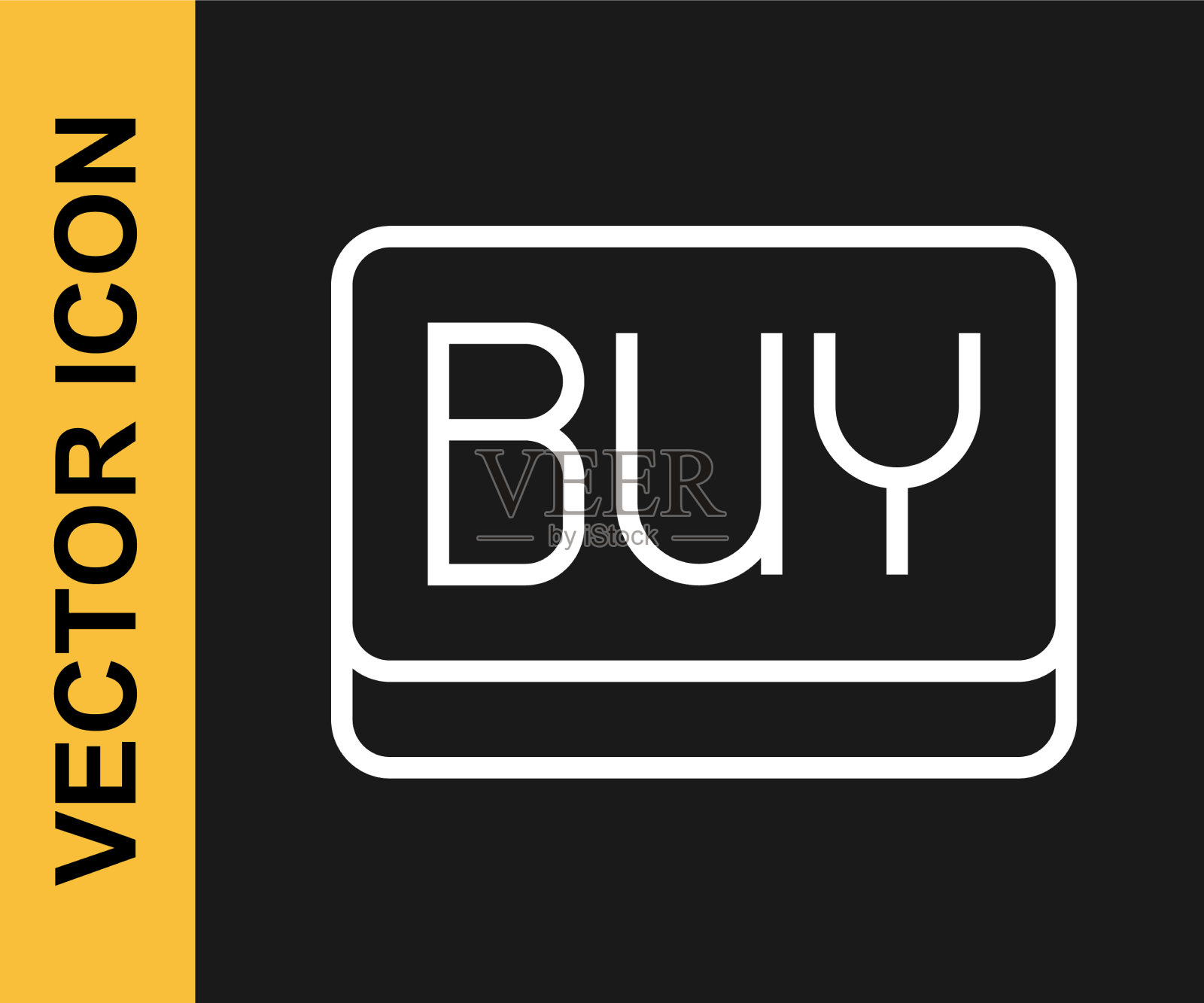 白线购买按钮图标孤立在黑色上图标素材