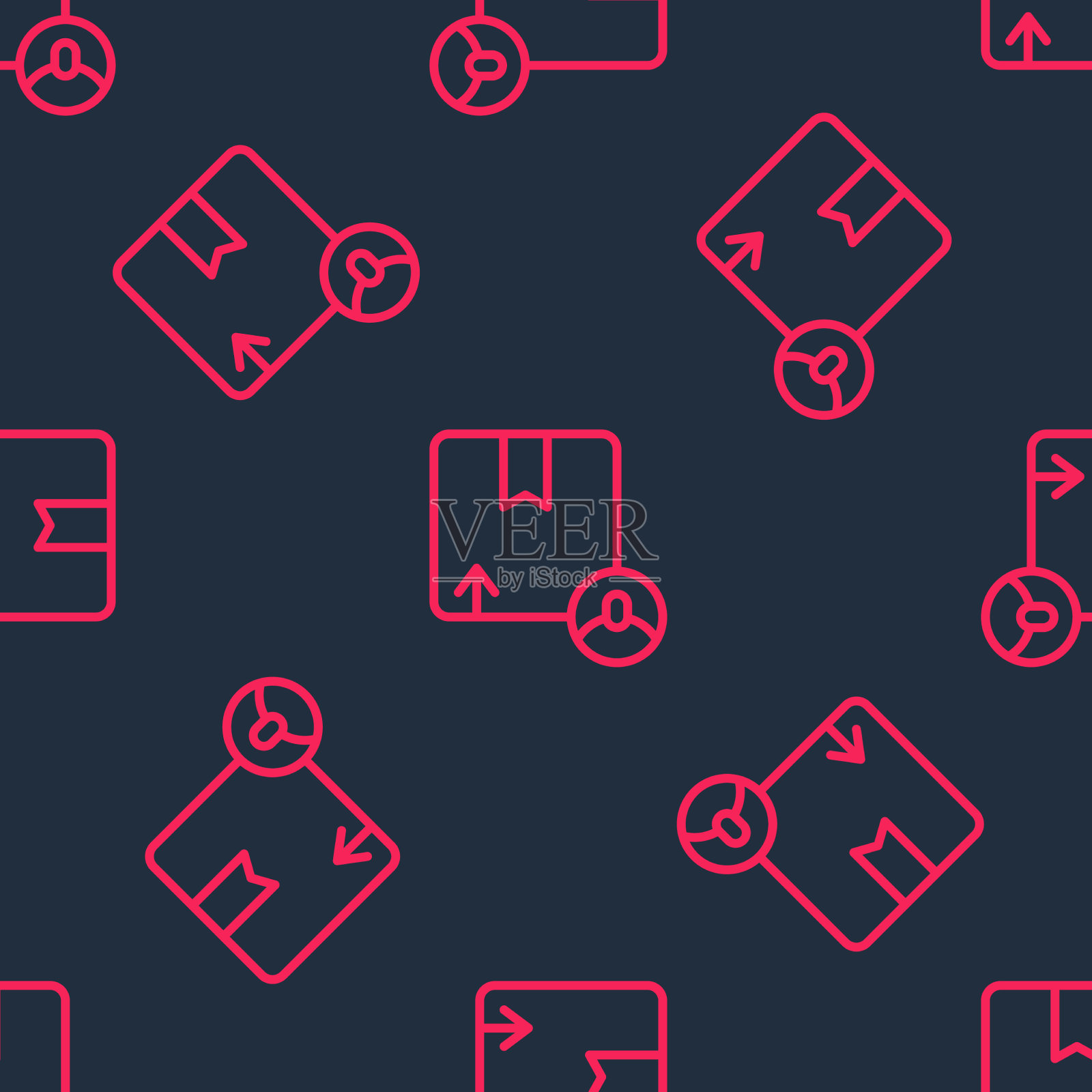 红线纸箱纸箱图标隔离图标素材