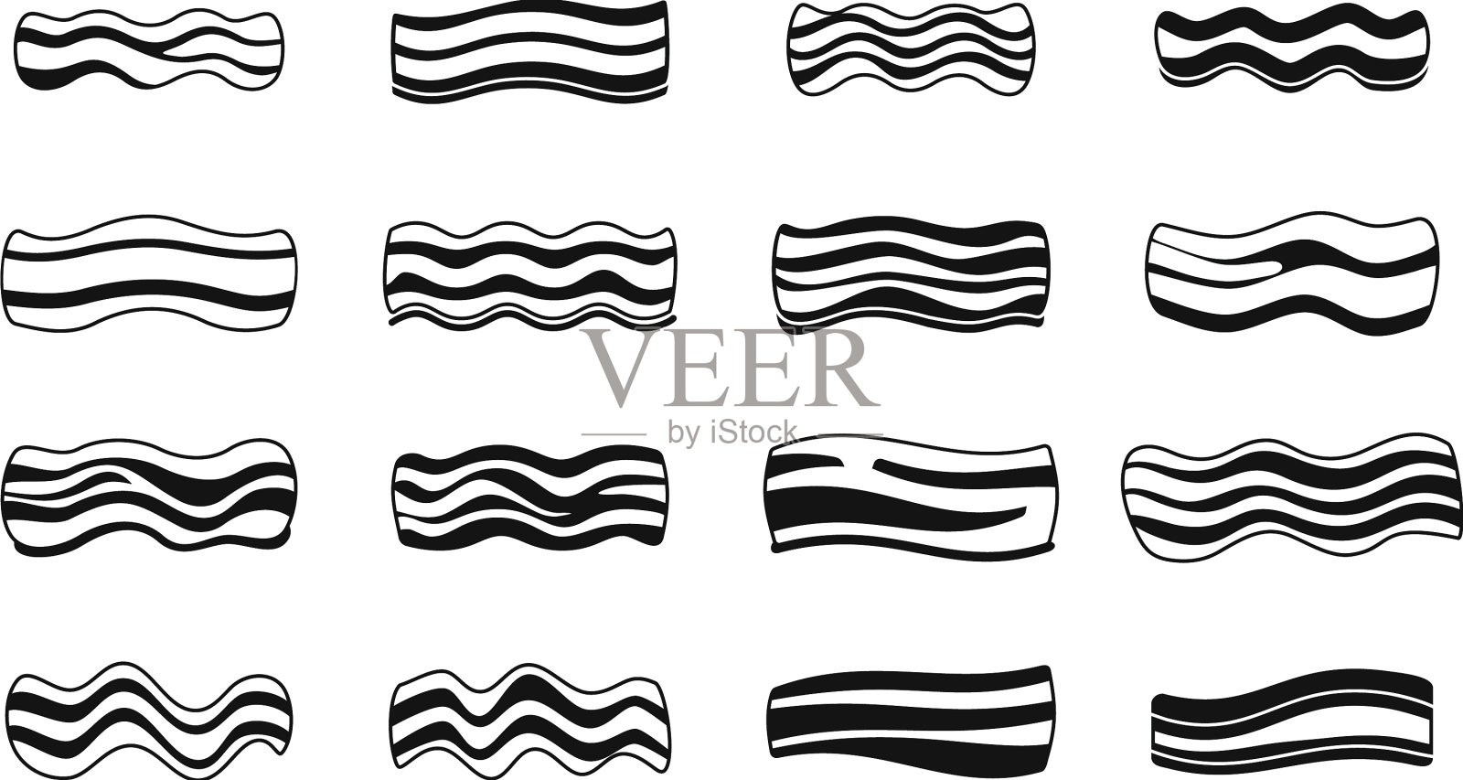 培根图标集简单满足食物图标素材