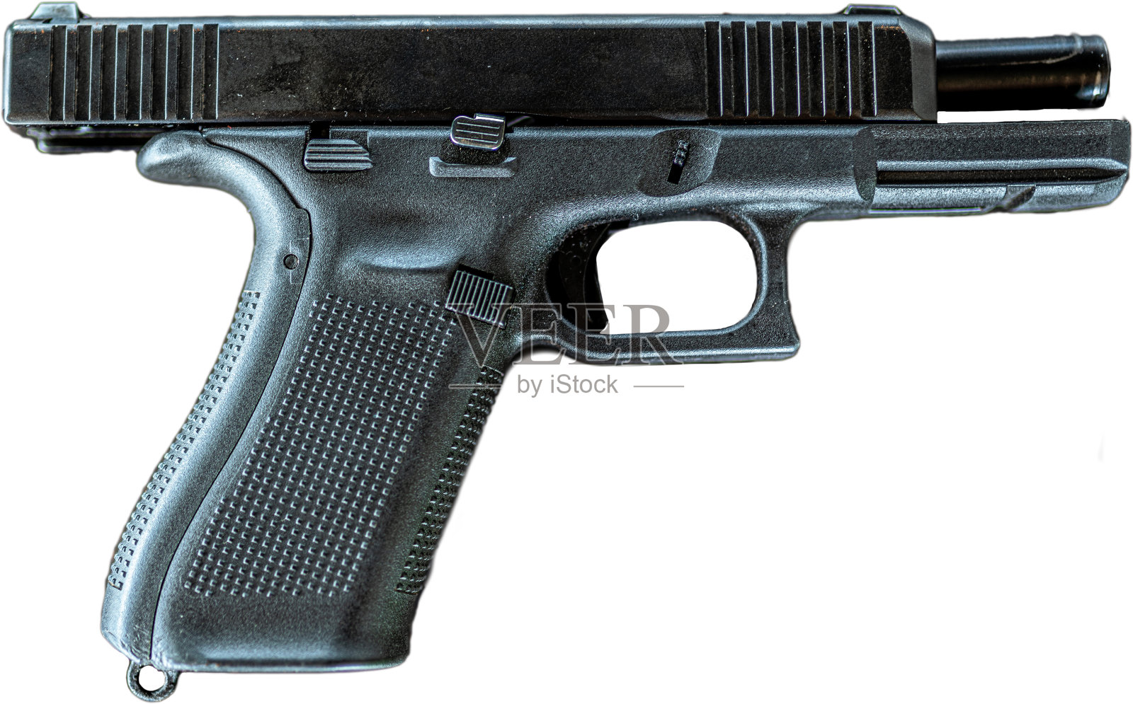 手枪孤立在白色背景上。黑色手枪手枪孤立在白色背景上。照片摄影图片