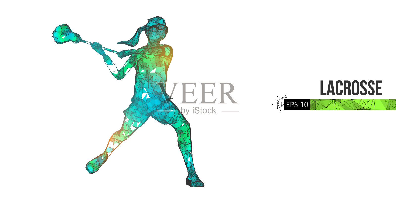 从白色背景上的粒子得到一个线框曲棍球运动员的抽象轮廓。方便组织的eps文件。向量illustartion。谢谢收看插画图片素材