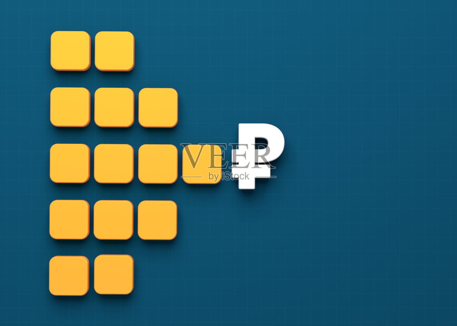 白色卢布符号和橙色立方体财务图。照片摄影图片