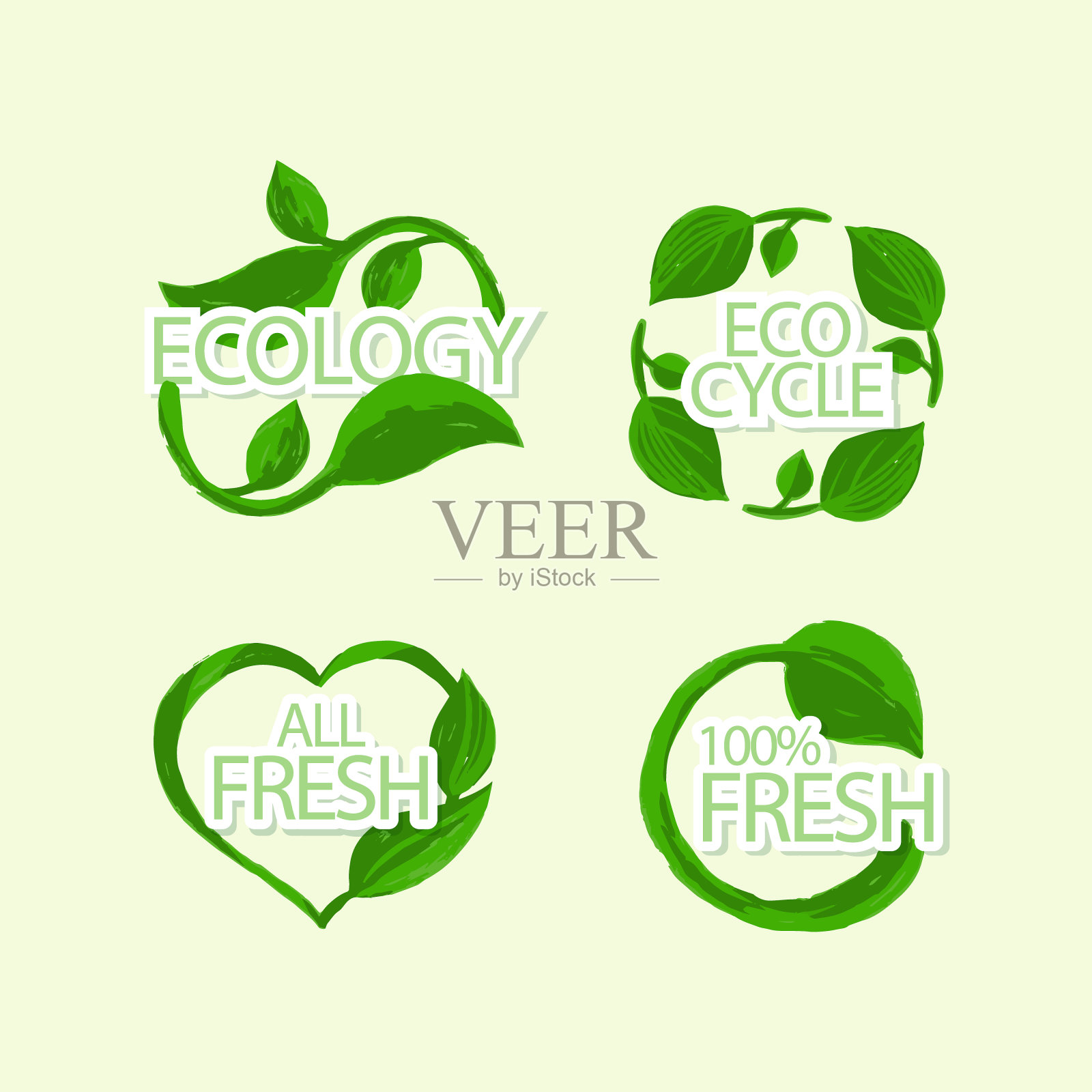 手绘生态徽章矢量插图插画图片素材