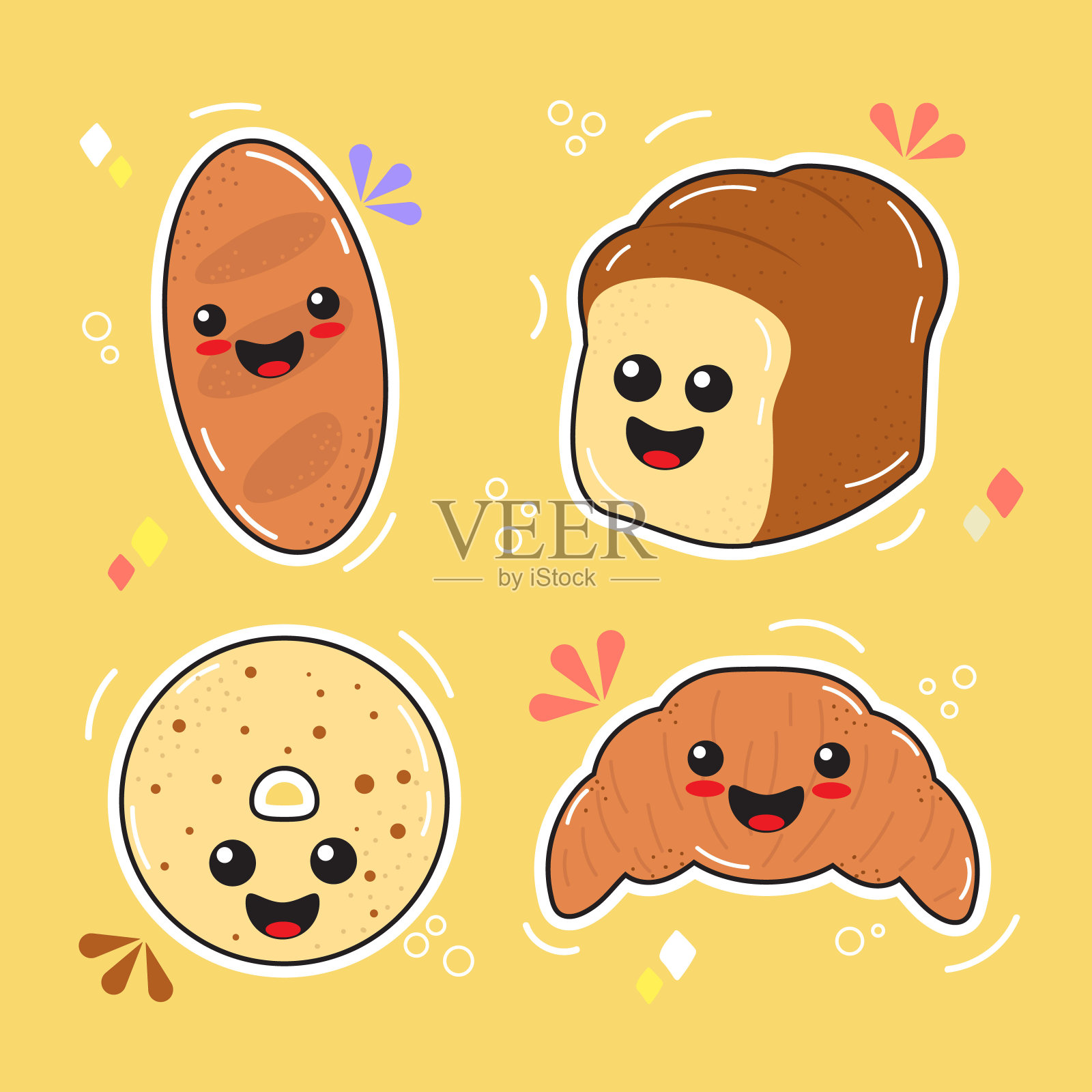 可爱的卡通甜甜圈图标插画图片素材