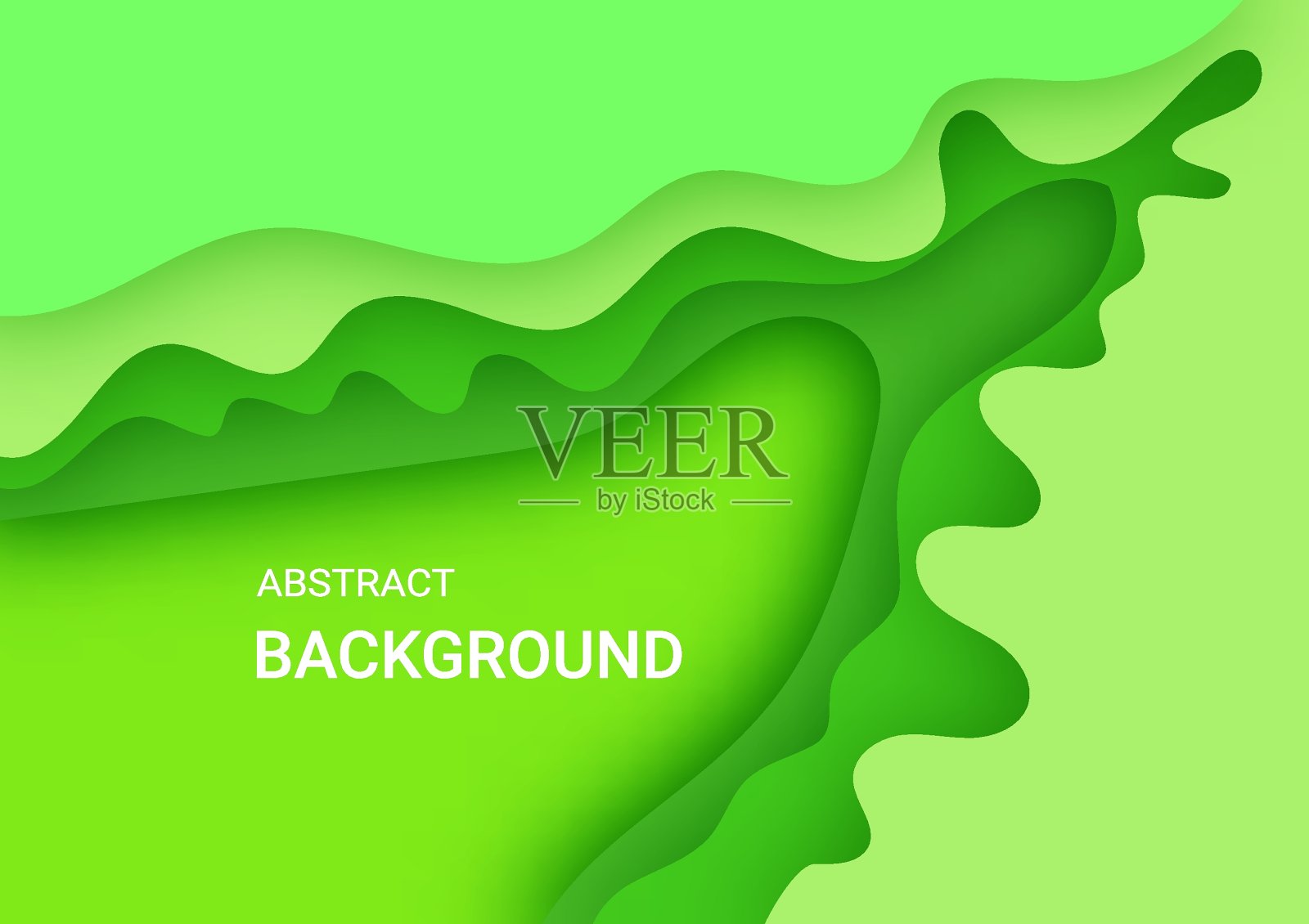 摘要绿色传单剪纸风格。剪纸波浪模板拯救地球海报，生态小册子，介绍设计模板素材