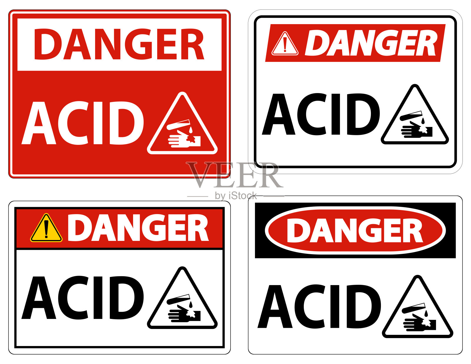 在白色背景上标注酸性危险标志插画图片素材