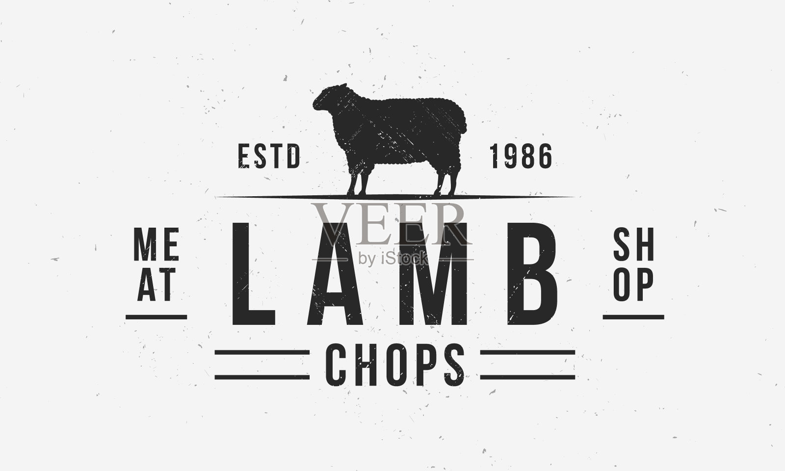 羊排图标。羊肉肉会徽。羊肉图标模板肉铺，肉类包装。矢量图插画图片素材