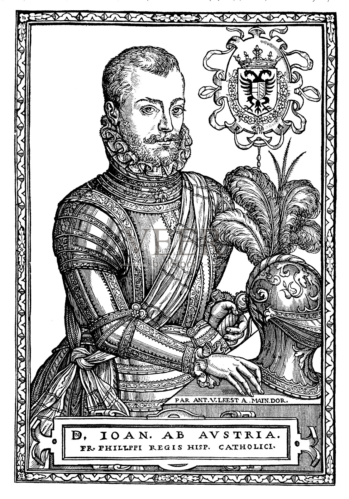 奥地利约翰堂的画像(1547 - 1578)神圣罗马帝国皇帝查尔斯五世的私生子，勒班托战役的军事领袖和舰队司令插画图片素材