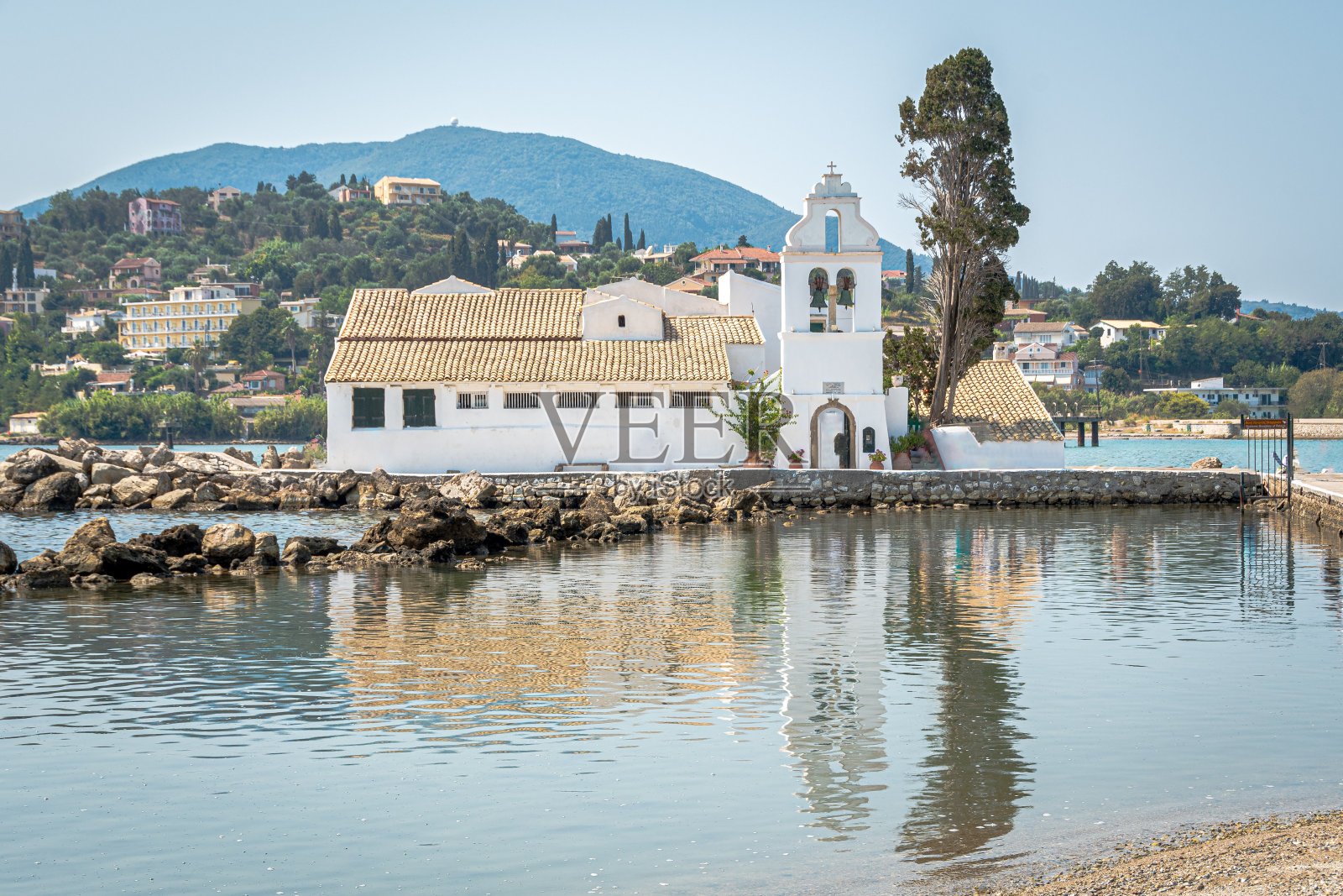 弗拉切纳修道院位于希腊科孚克基拉岛，欧洲爱奥尼亚群岛照片摄影图片