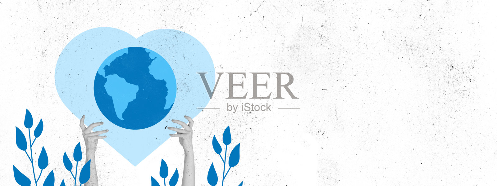 当代艺术拼贴，现代设计。女性手牵手的标志，象征着对星球的爱和关心。的想法。想象力,创造力照片摄影图片