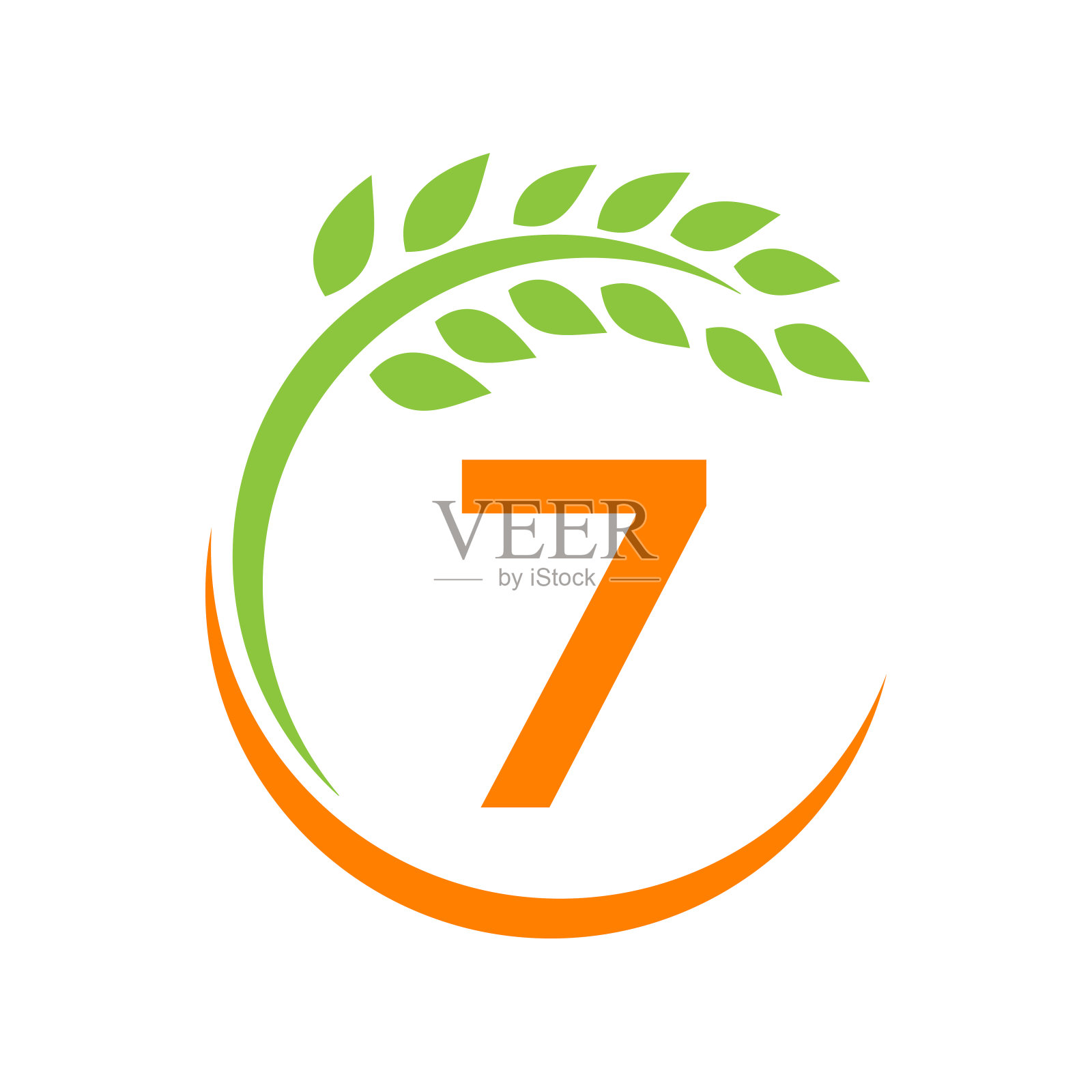 农业标志上7字母概念。农业和农场牧场，牛奶，谷仓标志设计。农场徽章，农业，生态农场设计与7个字母模板插画图片素材