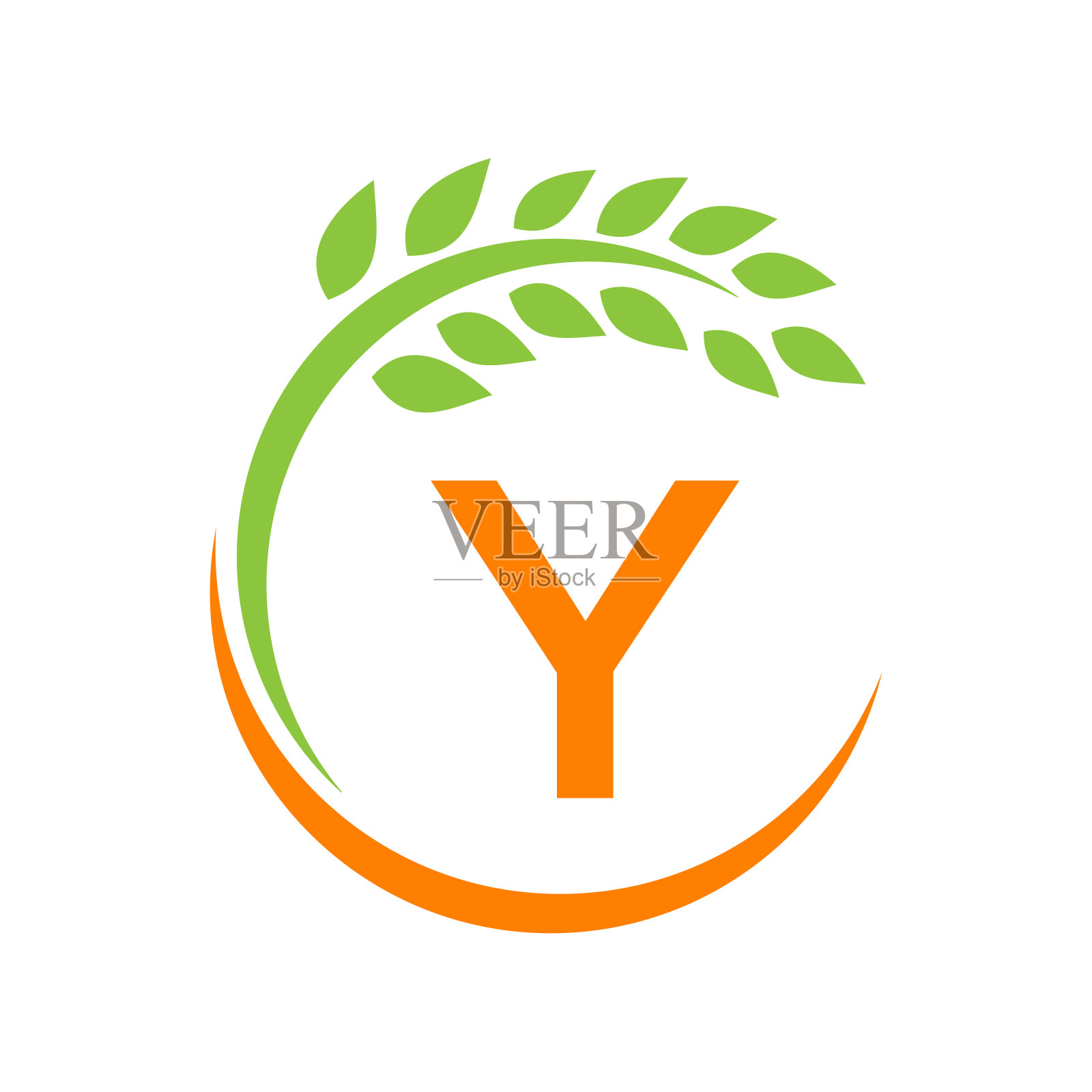 农业标志上的Y字母概念。农业和农场牧场，牛奶，谷仓标志设计。农场徽章，农业，生态农场设计与Y字母模板设计元素图片