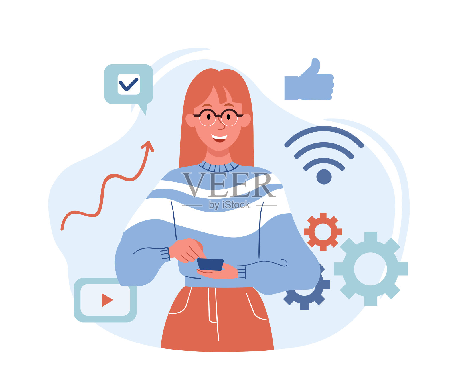 智能手机社交网络插画图片素材