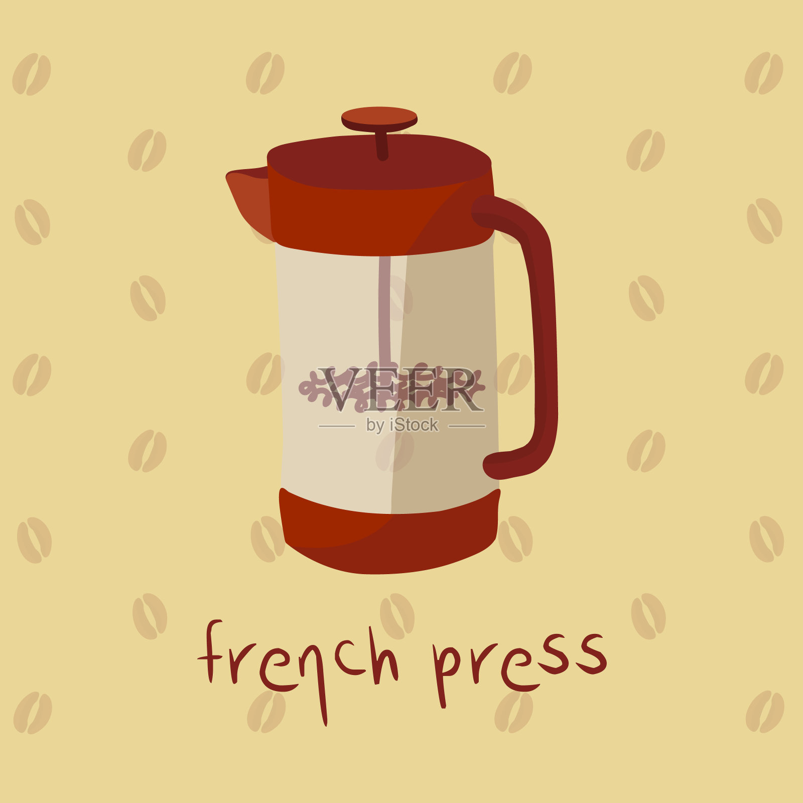 向量插图的法国press手绘可爱的卡通风格插画图片素材