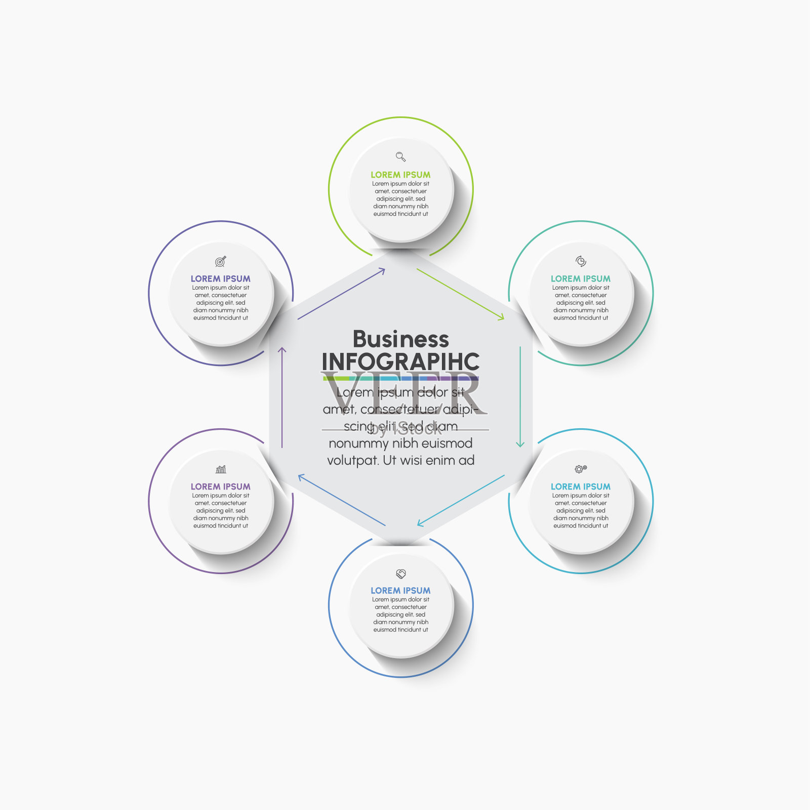 商业圈。时间轴信息图表图标设计的抽象背景模板插画图片素材