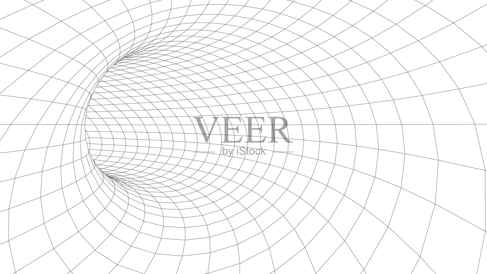 隧道或虫洞。3d未来视角网格背景纹理。矢量插图。插画图片素材